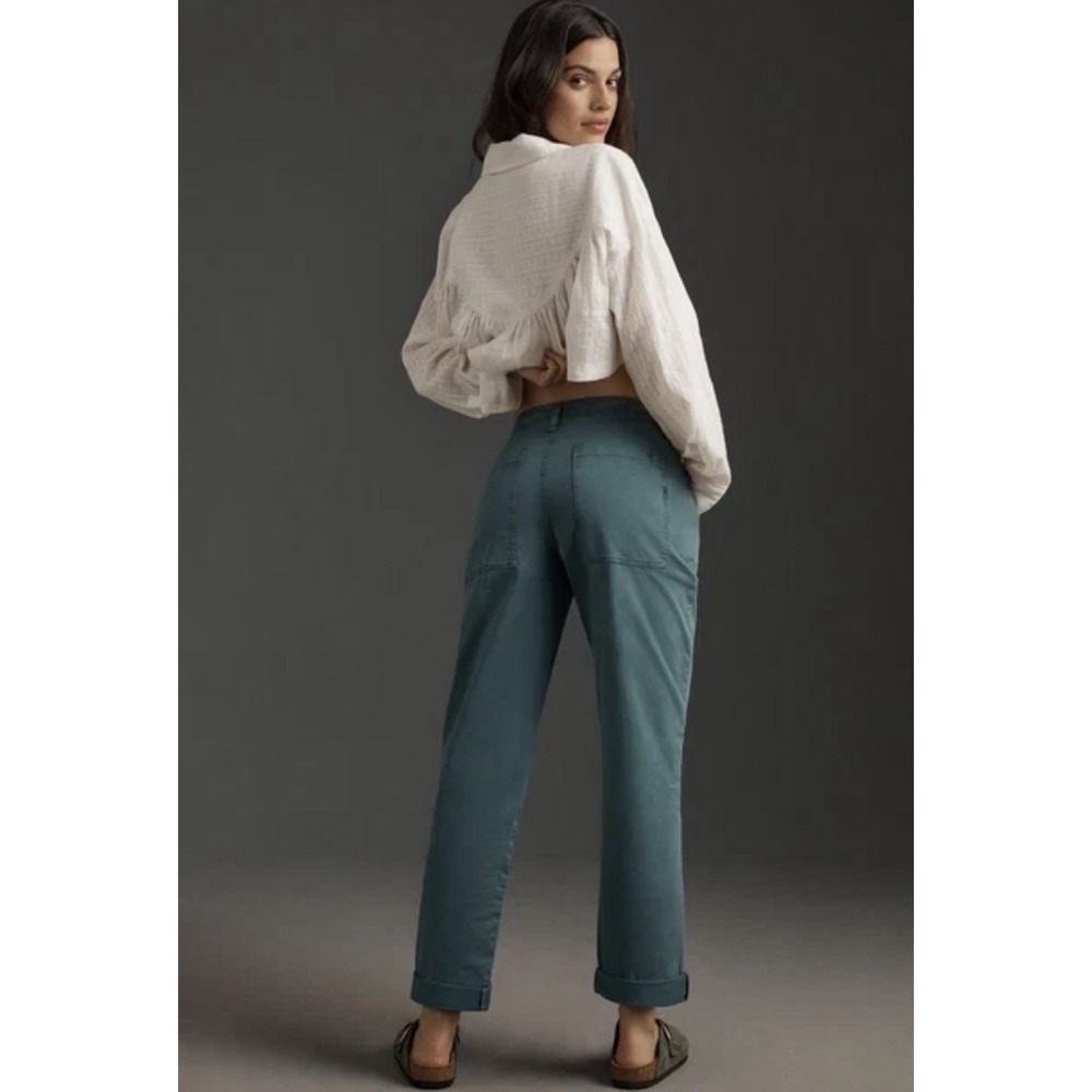 Pilcro Trousers Women MP Blue Green Drawstring Utility Pleated Pants